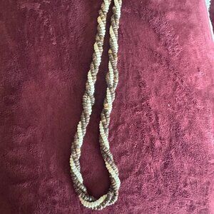 Womens Fashion Wooden & Glass Beaded Braided Collar Necklace